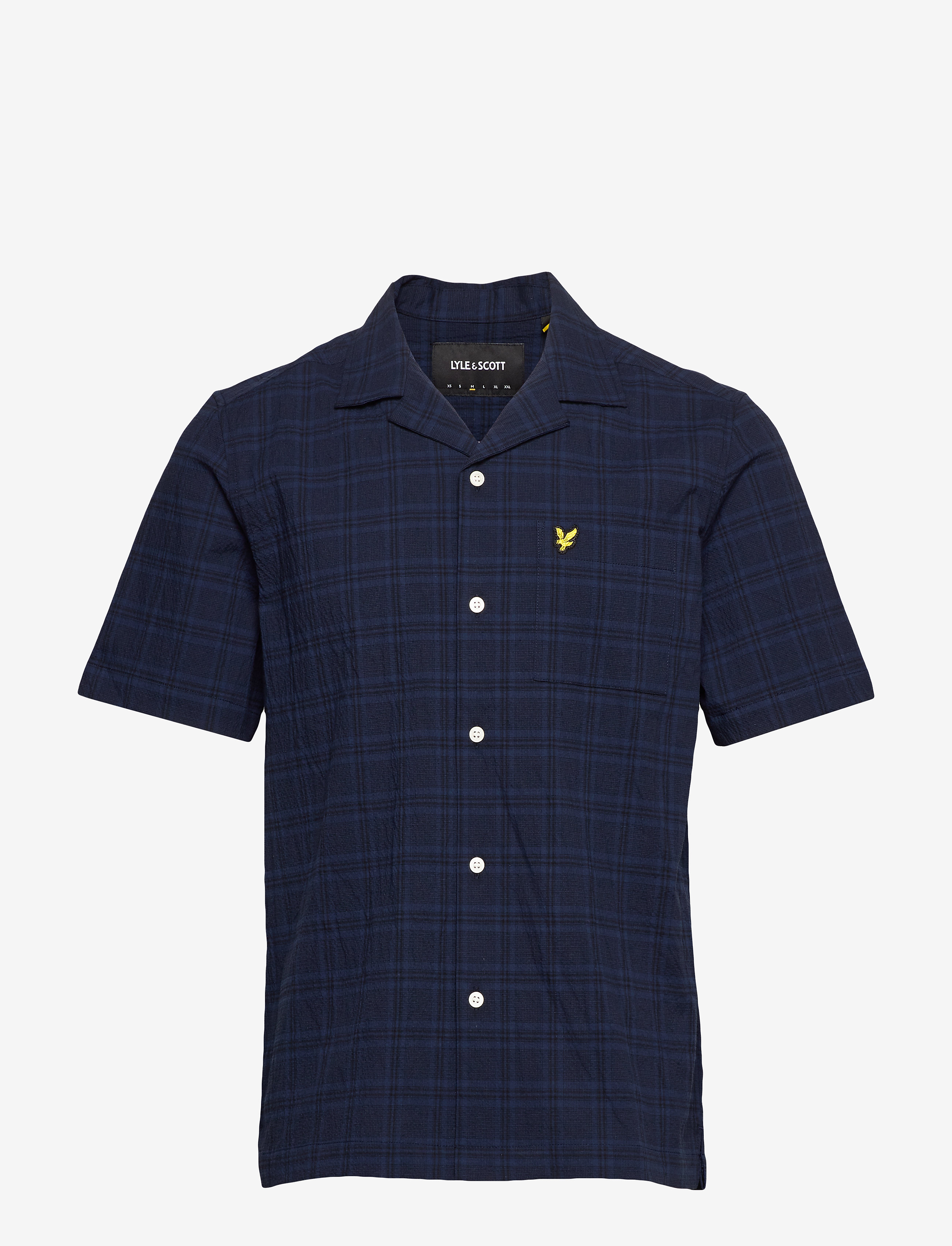 Lyle & Scott - SS Check Seersucker Resort Shirt - navy check - 0