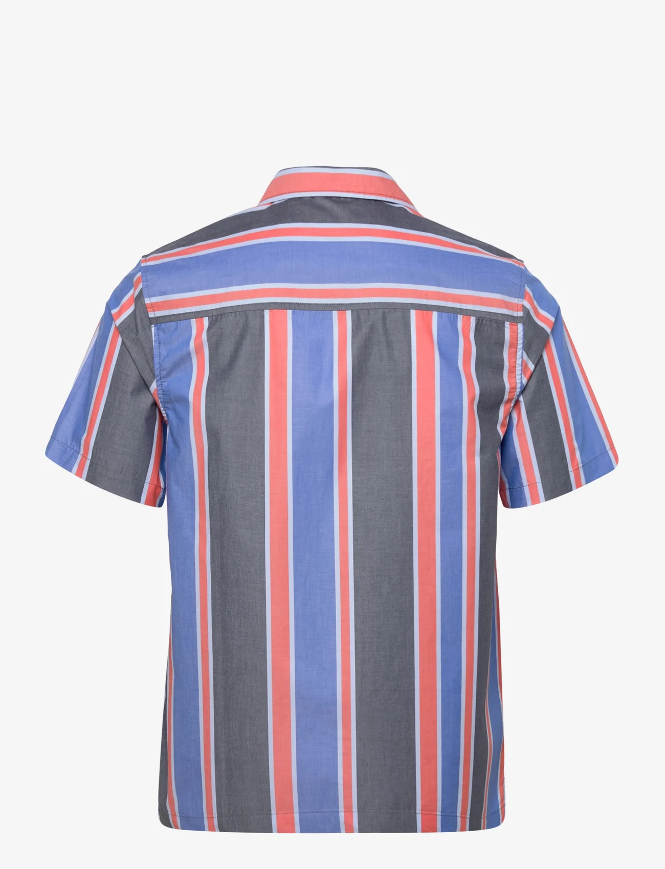 Lyle & Scott - Vertical Stripe Resort Shirt - kortärmade skjortor - flyer red/ spring blue - 1
