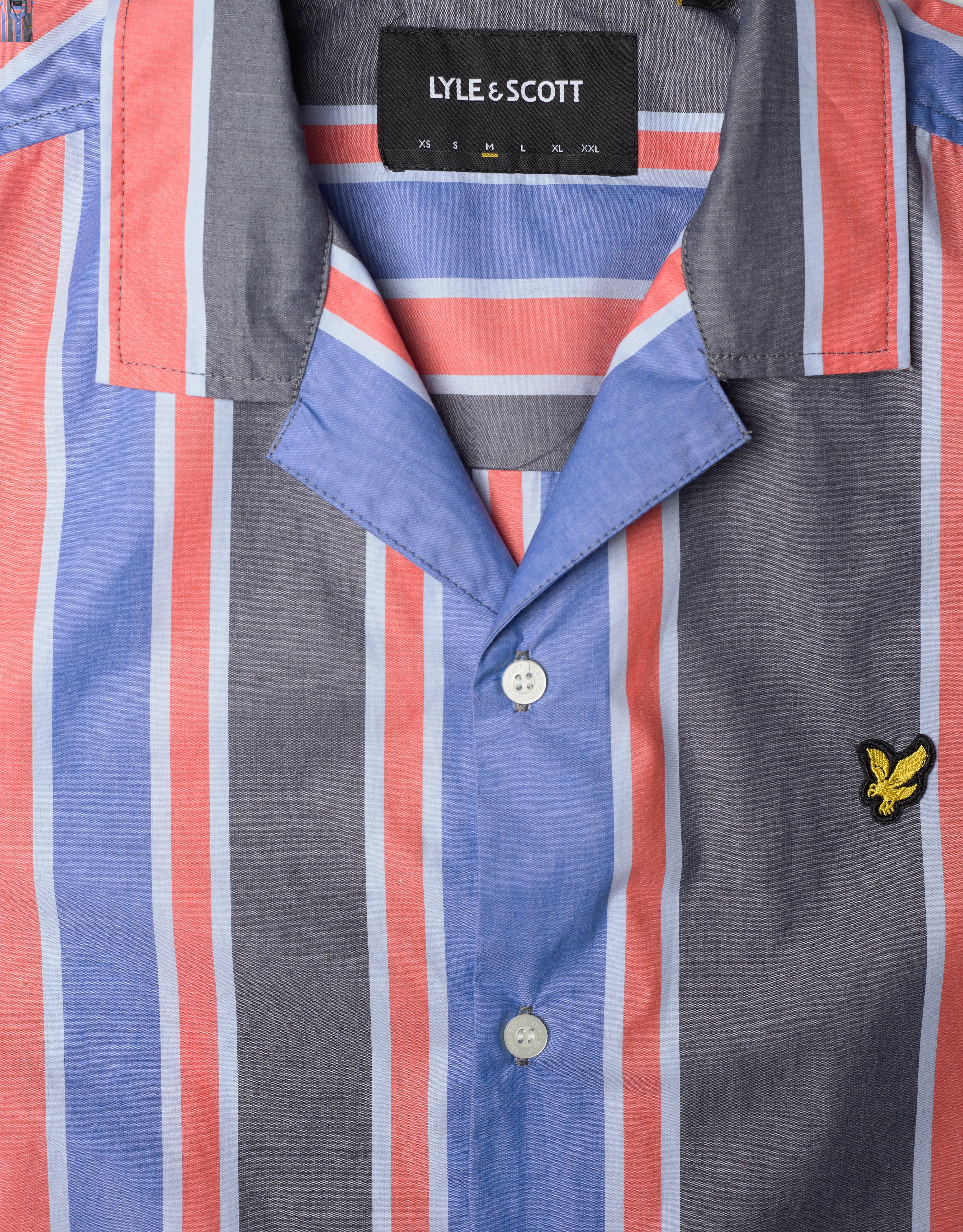 Lyle & Scott - Vertical Stripe Resort Shirt - flyer red/ spring blue - 2