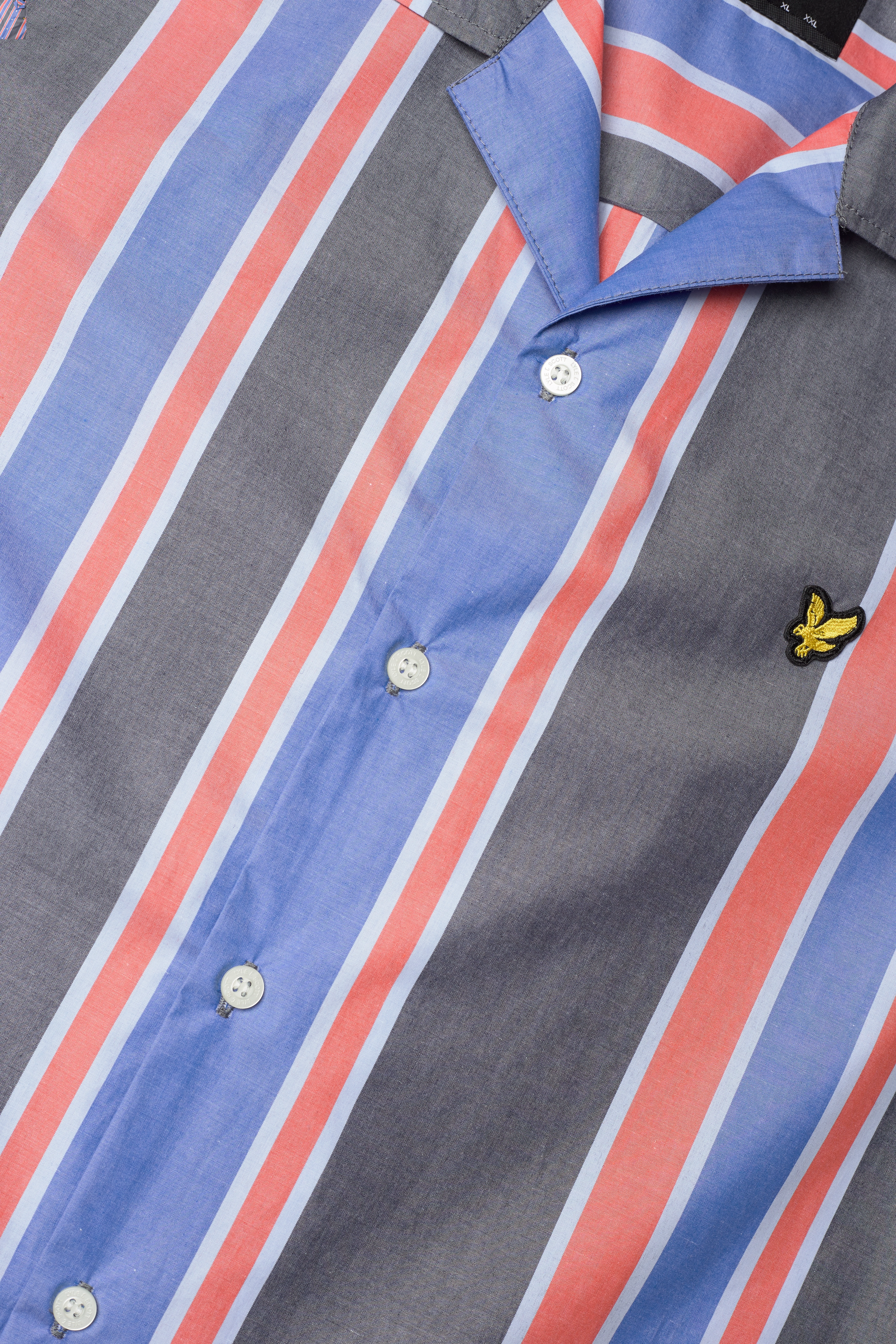 Lyle & Scott - Vertical Stripe Resort Shirt - flyer red/ spring blue - 3