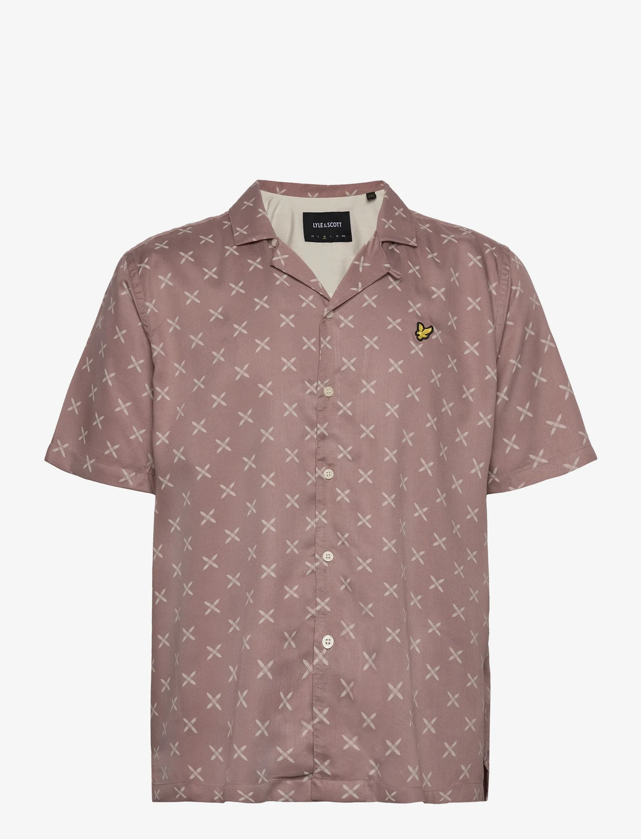 Lyle & Scott - Shuttle Print Revere Collar Shirt - kortärmade skjortor - hutton pink - 0