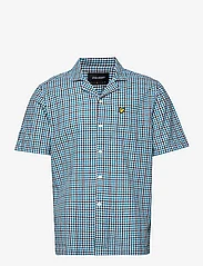 Lyle & Scott - Gingham Revere Collar Shirt - rutiga skjortor - barrack blue - 0