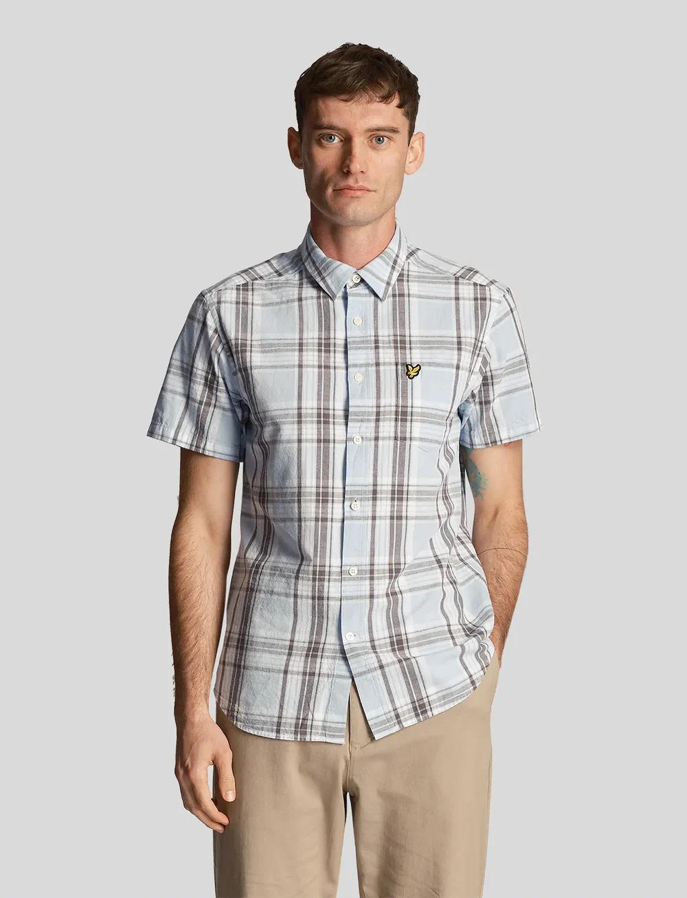 Lyle Scott Linen Check Short Sleeve Shirt Korte mouwen Boozt