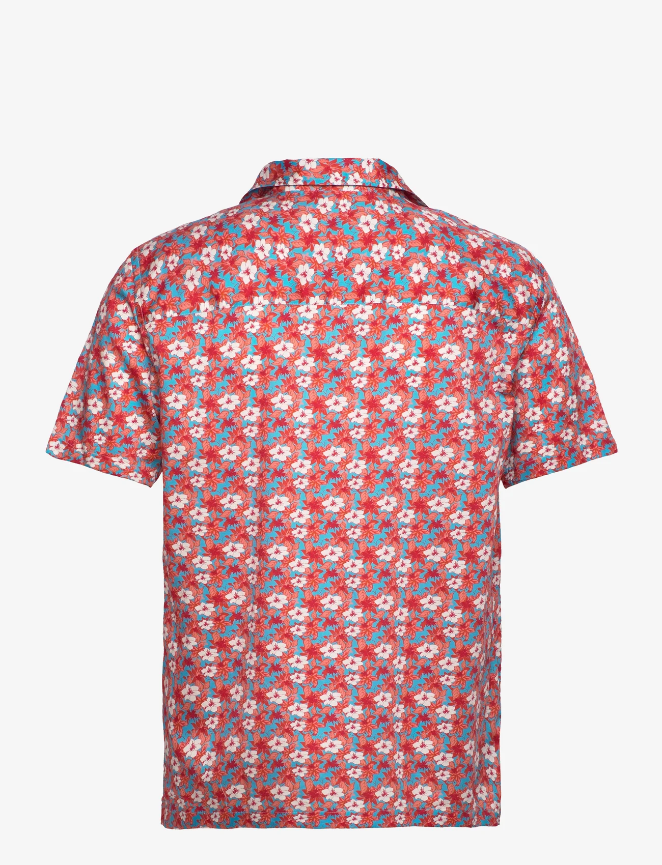 Lyle & Scott - Floral Print Resort Shirt - kortärmade skjortor - x298 tangerine tango - 1