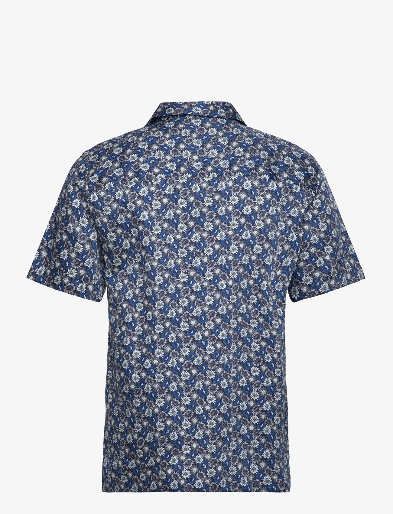 Lyle & Scott - Floral Print Resort Shirt - kortärmade skjortor - z271 dark navy - 1