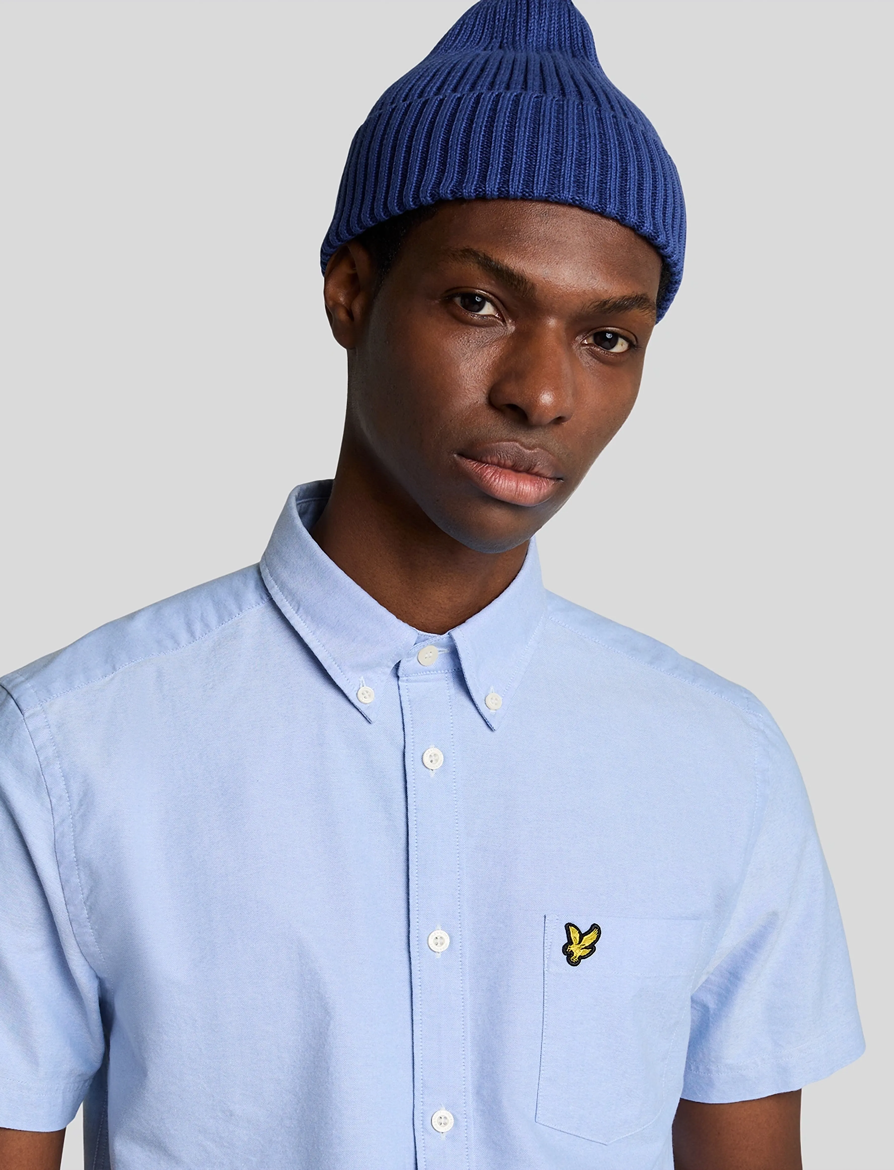 Lyle & Scott Short Sleeve Oxford Shirt, S, Shirts, Blau - Short-sleeved Männerswear