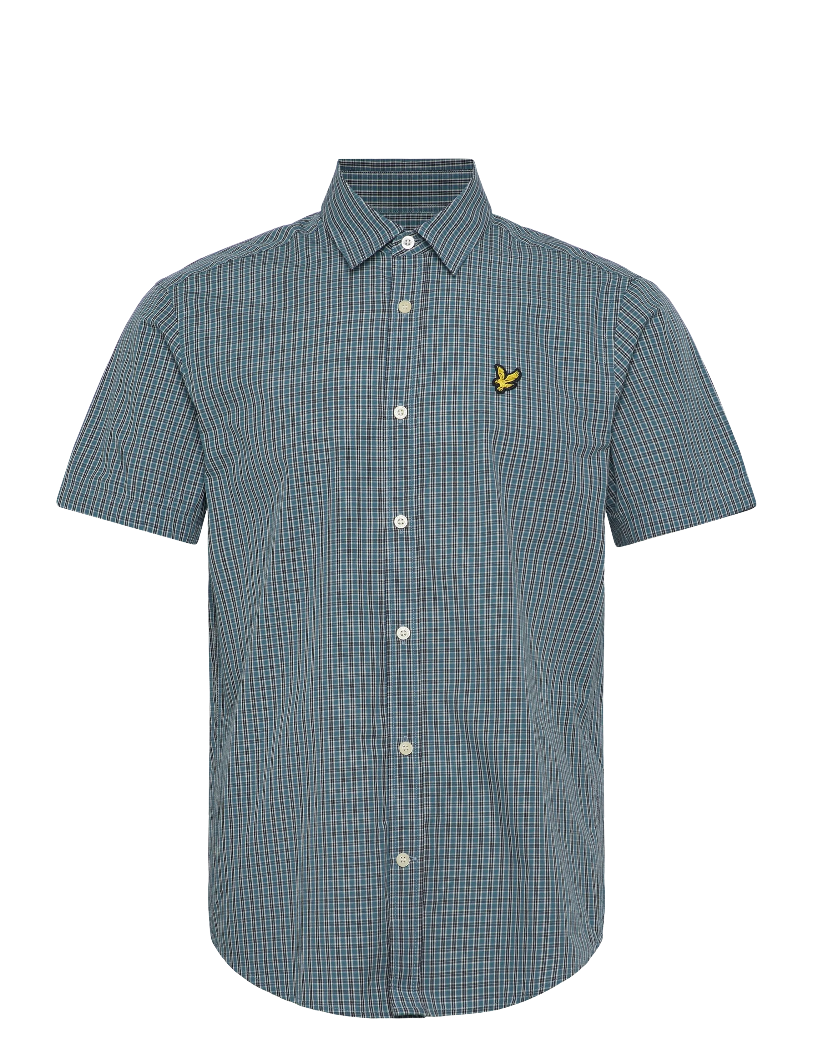 Lyle & Scott Fine Check Short Sleeve Shirt, S, Blue, Skjorter > Afslappet Shirts, Herre
