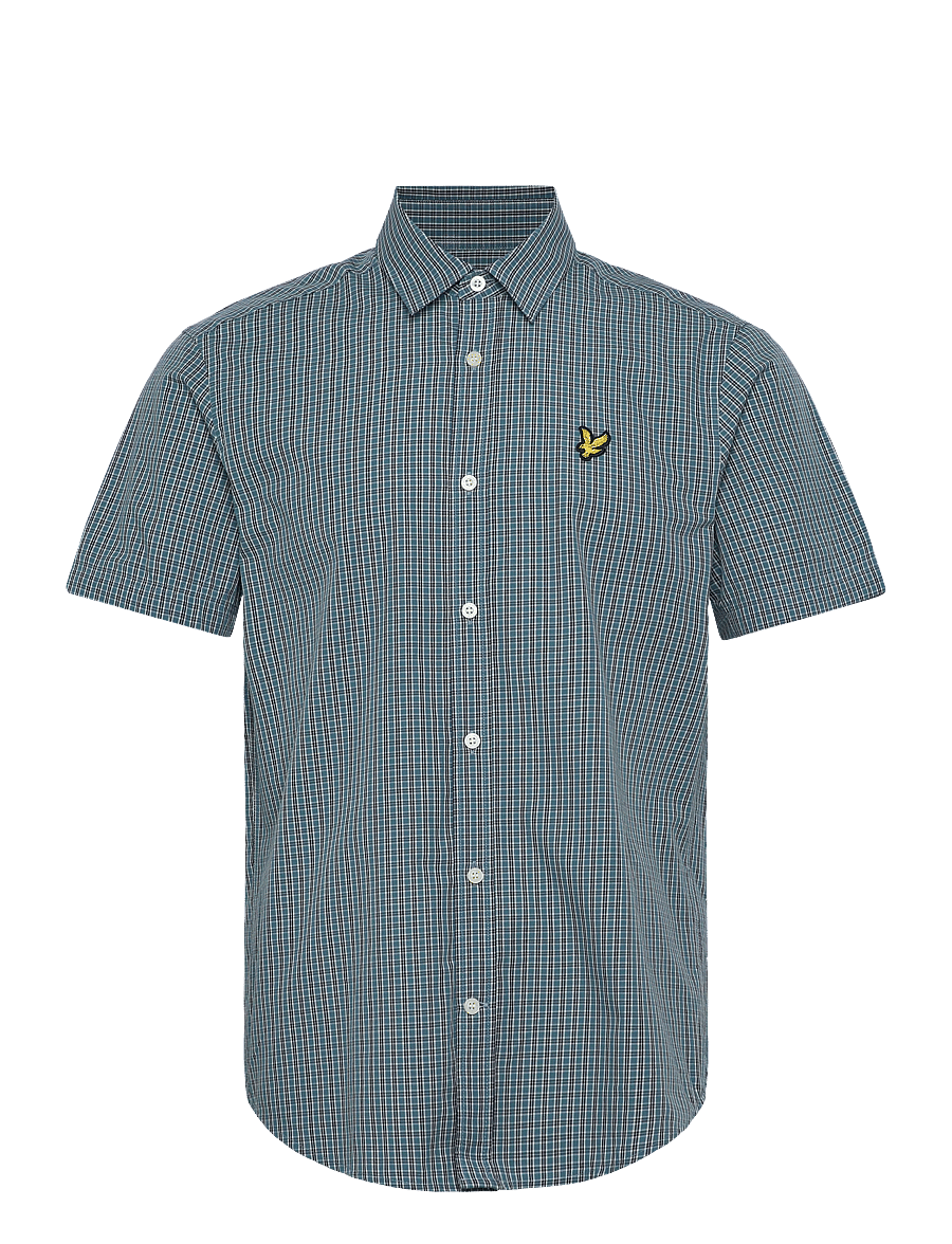 Lyle & Scott - Fine Check Short Sleeve Shirt - rutiga skjortor - denim jeans - 0