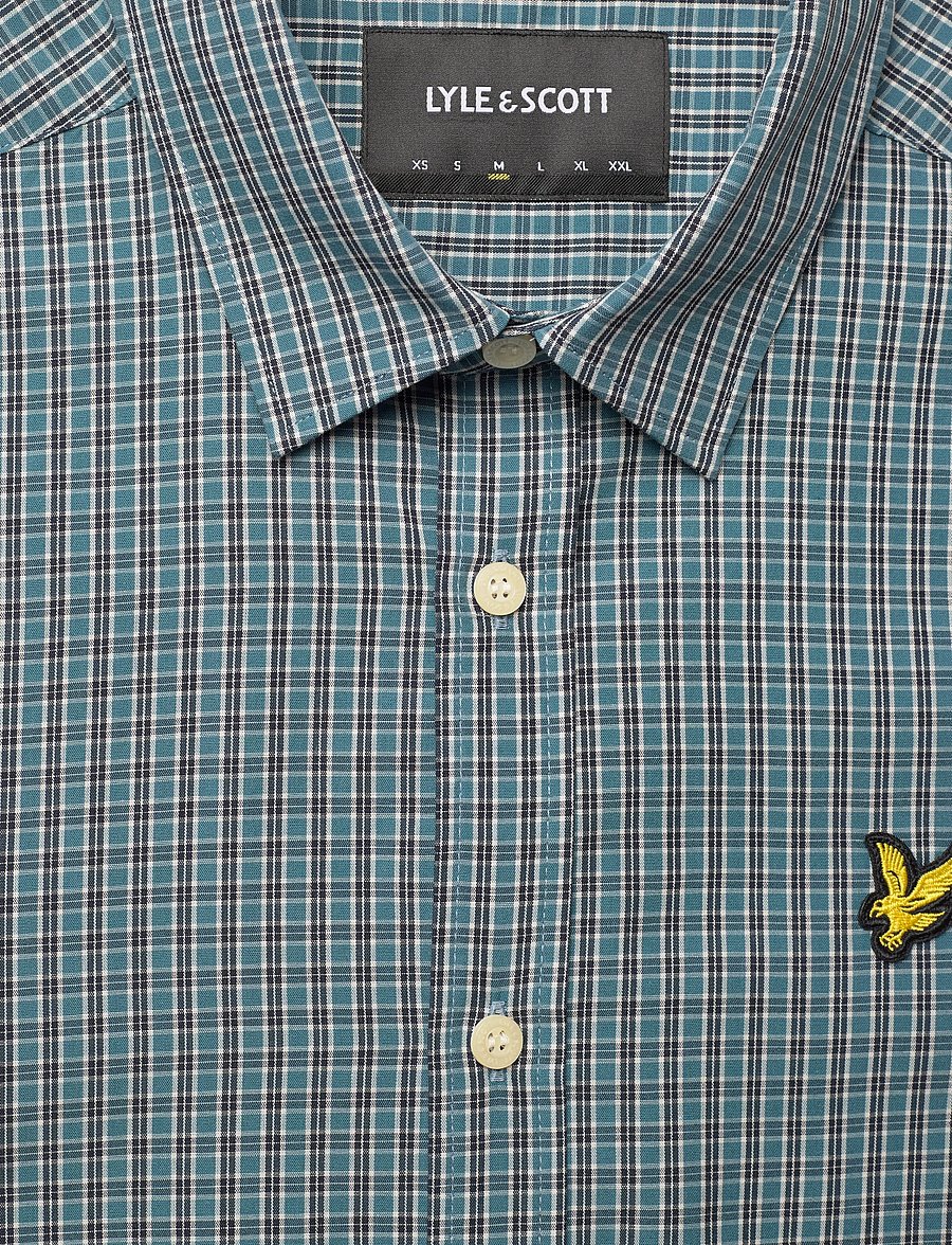 Lyle & Scott - Fine Check Short Sleeve Shirt - rutiga skjortor - denim jeans - 2