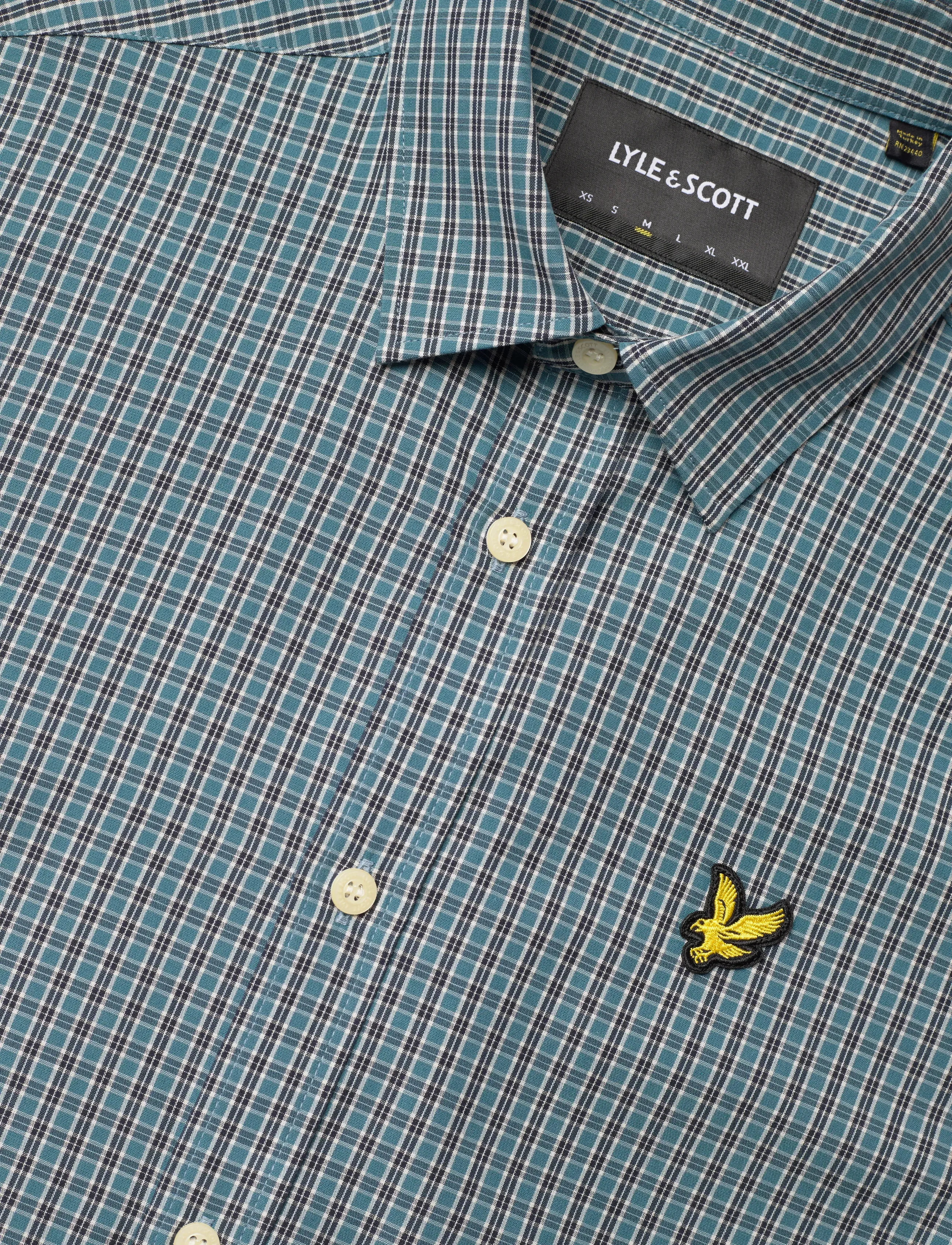 Lyle & Scott - Fine Check Short Sleeve Shirt - rutiga skjortor - denim jeans - 3