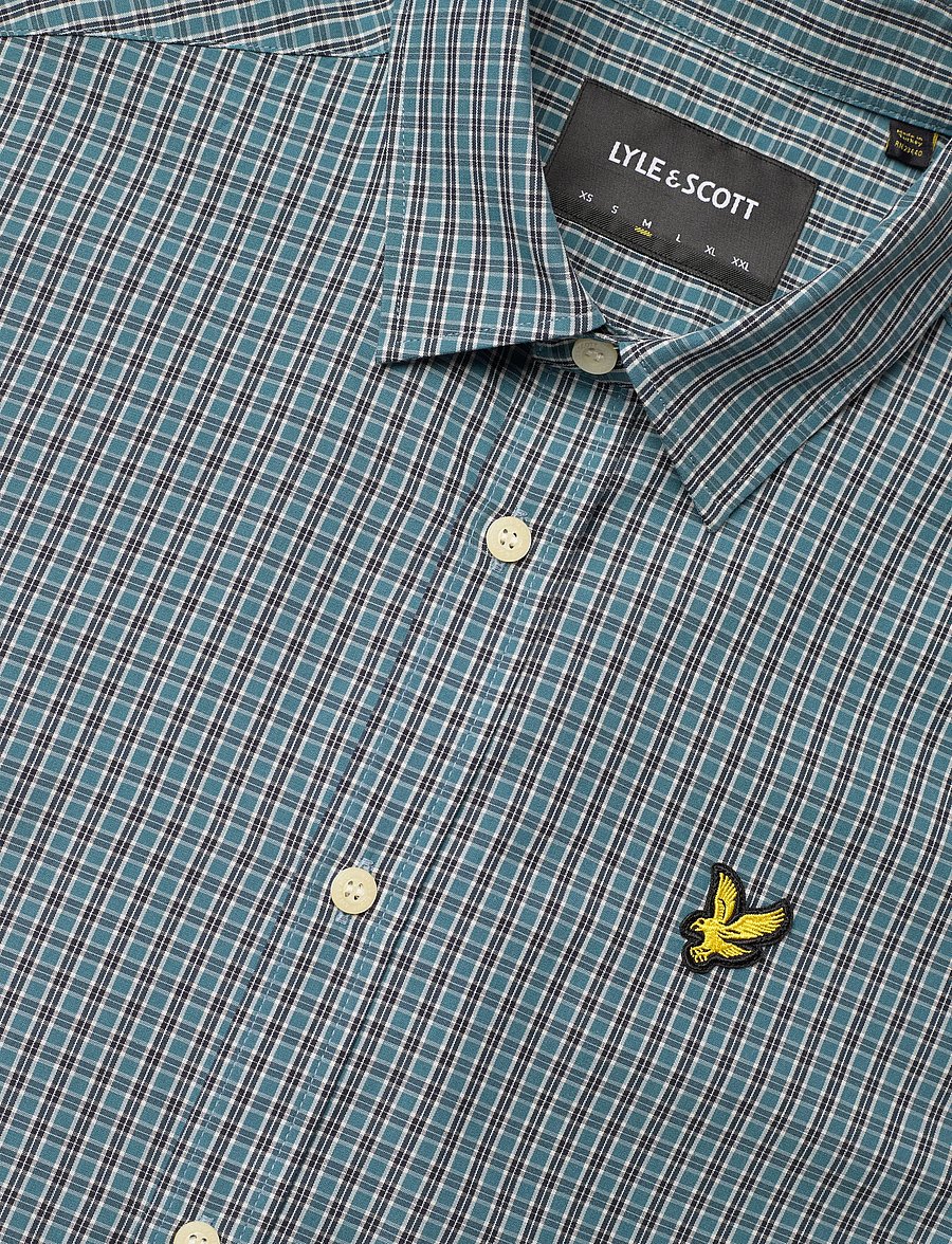 Lyle & Scott - Fine Check Short Sleeve Shirt - rutiga skjortor - denim jeans - 3