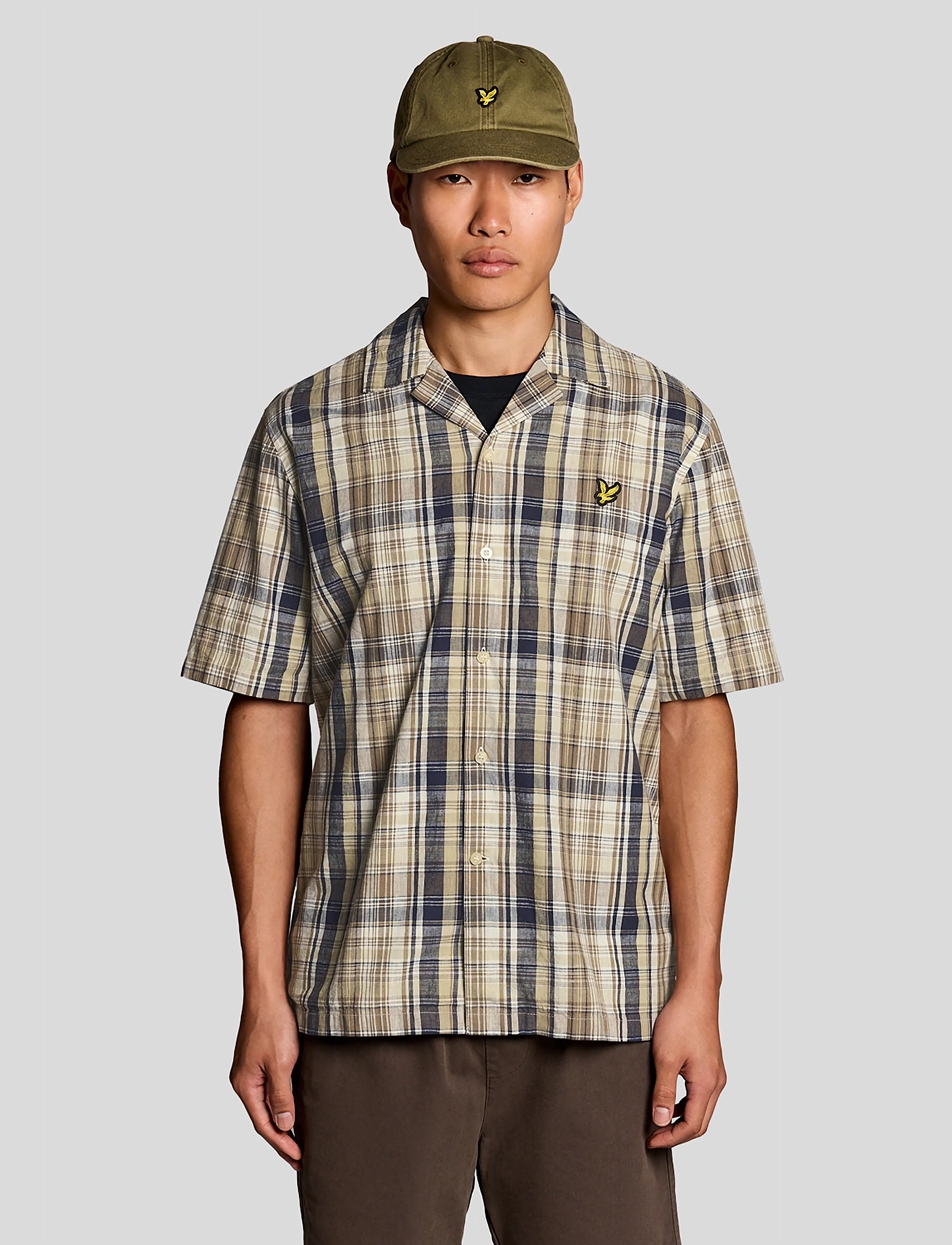 Lyle & Scott Linen Check Short Sleeve Shirt, L, Multi/patterned, Skjorter > Kortærmede Shirts, Herre