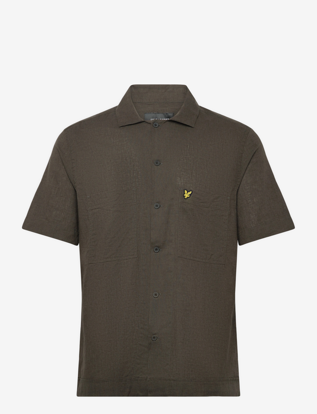 Lyle & Scott - Cuban Collar Short Sleeve Shirt - lühikeste varrukatega särgid - y118 soft black - 0