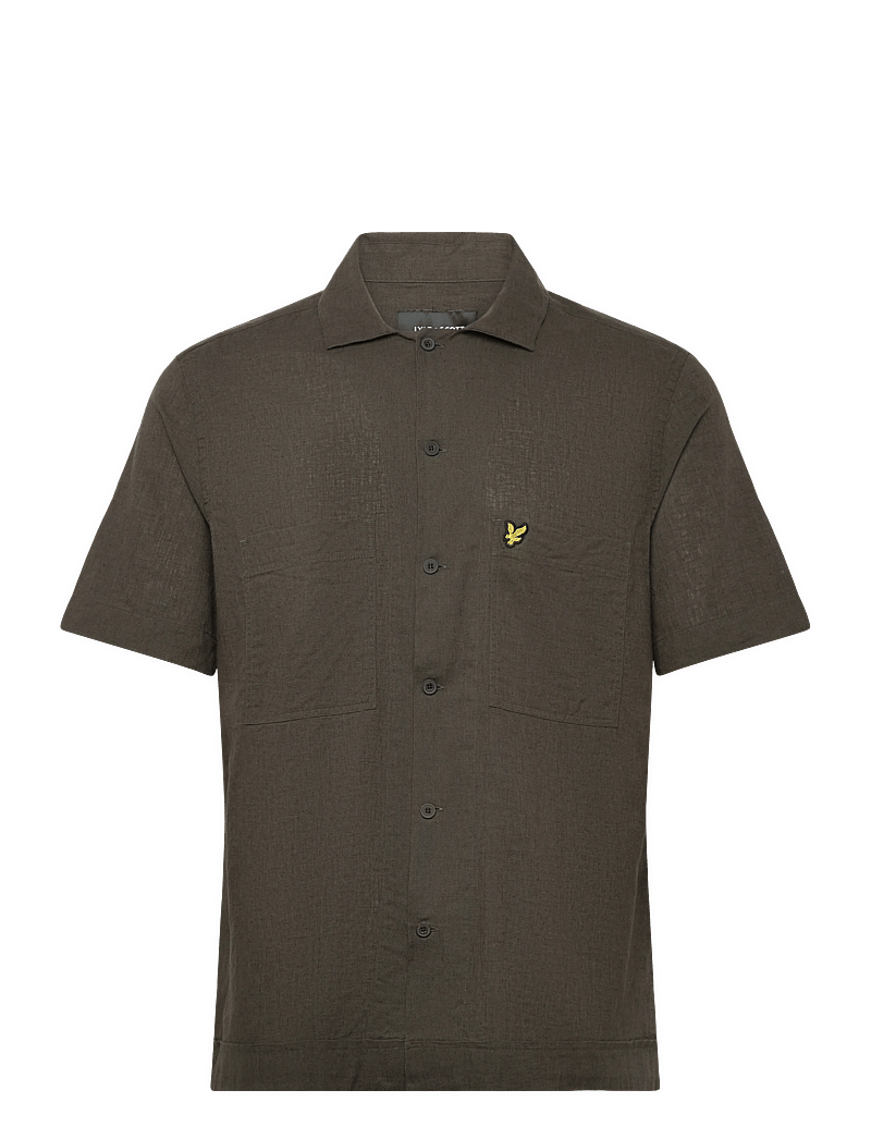 Lyle & Scott - Cuban Collar Short Sleeve Shirt - lühikeste varrukatega särgid - y118 soft black - 0