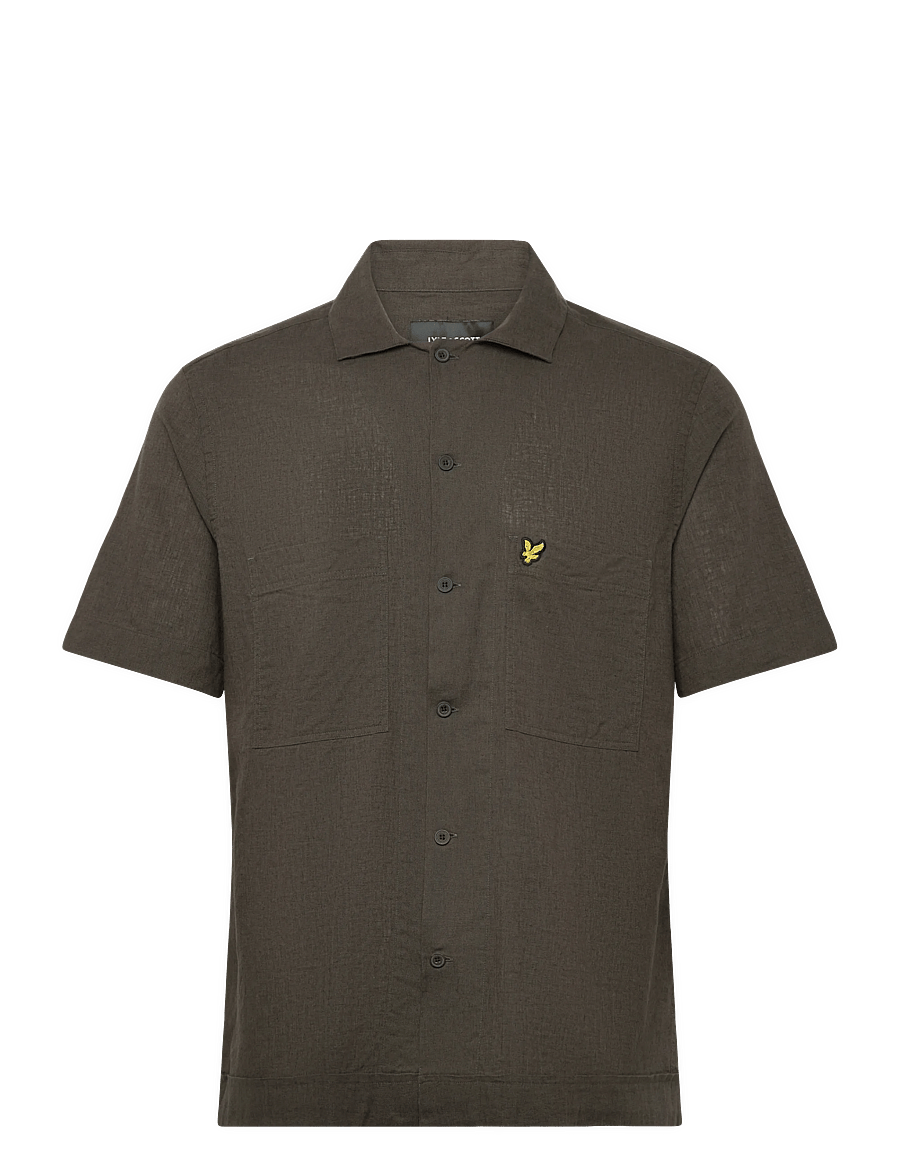 Lyle & Scott - Cuban Collar Short Sleeve Shirt - lühikeste varrukatega särgid - y118 soft black - 1