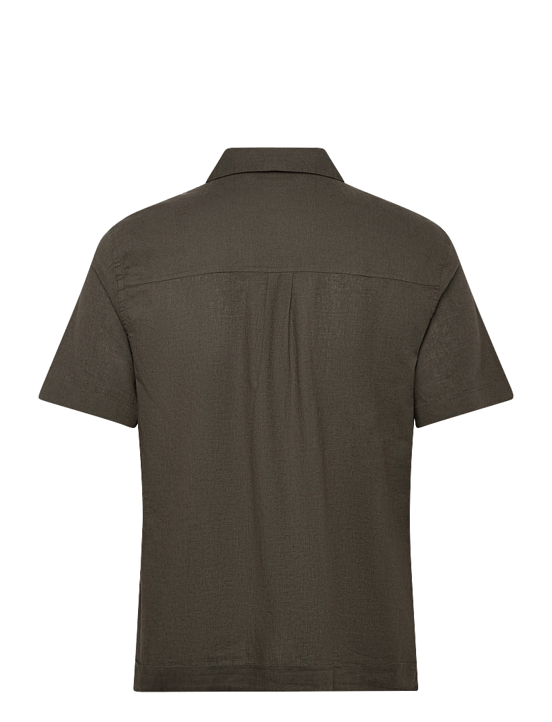 Lyle & Scott - Cuban Collar Short Sleeve Shirt - lühikeste varrukatega särgid - y118 soft black - 1