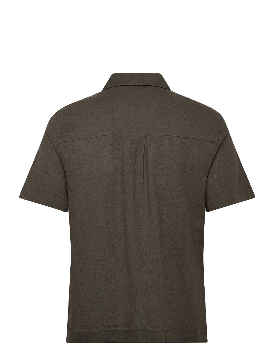 Lyle & Scott - Cuban Collar Short Sleeve Shirt - lühikeste varrukatega särgid - y118 soft black - 2