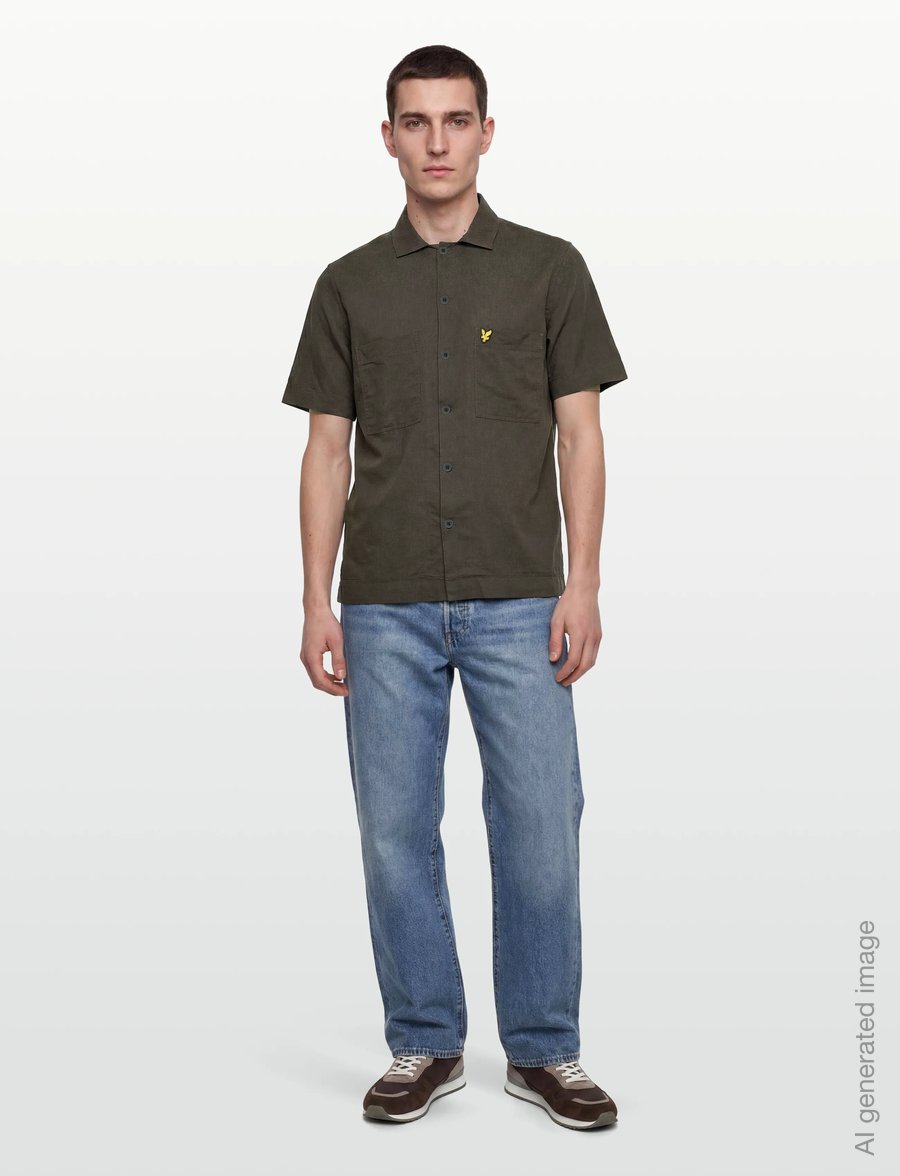 Lyle & Scott - Cuban Collar Short Sleeve Shirt - lühikeste varrukatega särgid - y118 soft black - 0