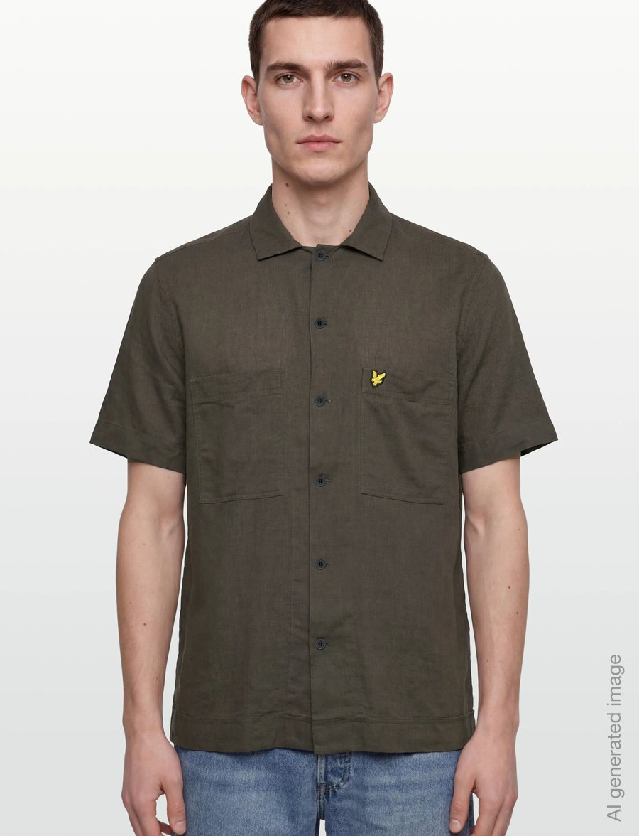 Lyle & Scott - Cuban Collar Short Sleeve Shirt - lühikeste varrukatega särgid - y118 soft black - 3