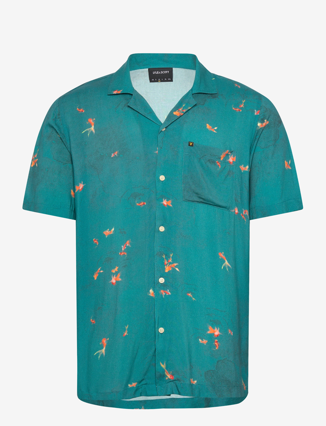 Lyle & Scott - Goldfish Resort Shirt - lühikeste varrukatega särgid - lagoon/ orange blaze - 0