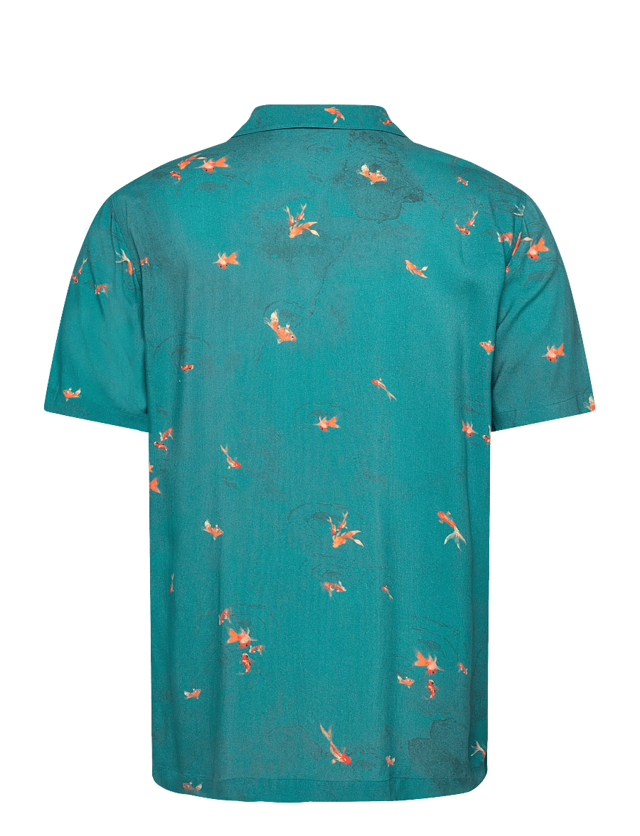 Lyle & Scott - Goldfish Resort Shirt - kortärmade skjortor - lagoon/ orange blaze - 2