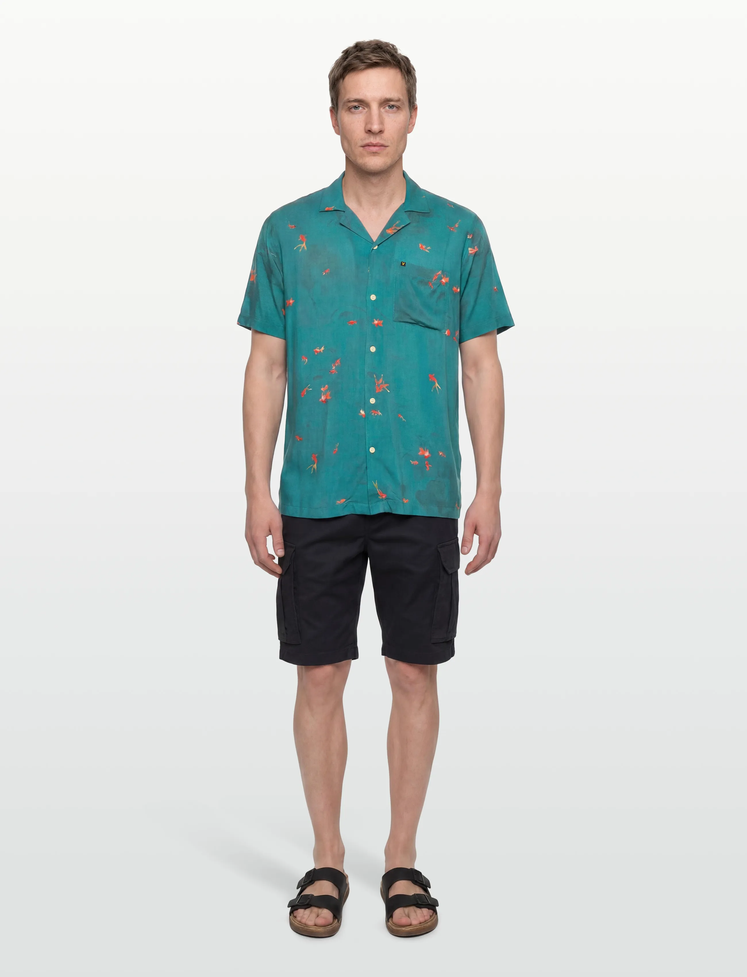 Lyle & Scott Goldfish Resort Shirt, M, Shirts, Mehrfarbig/gemustert - Short-sleeved Männerswear
