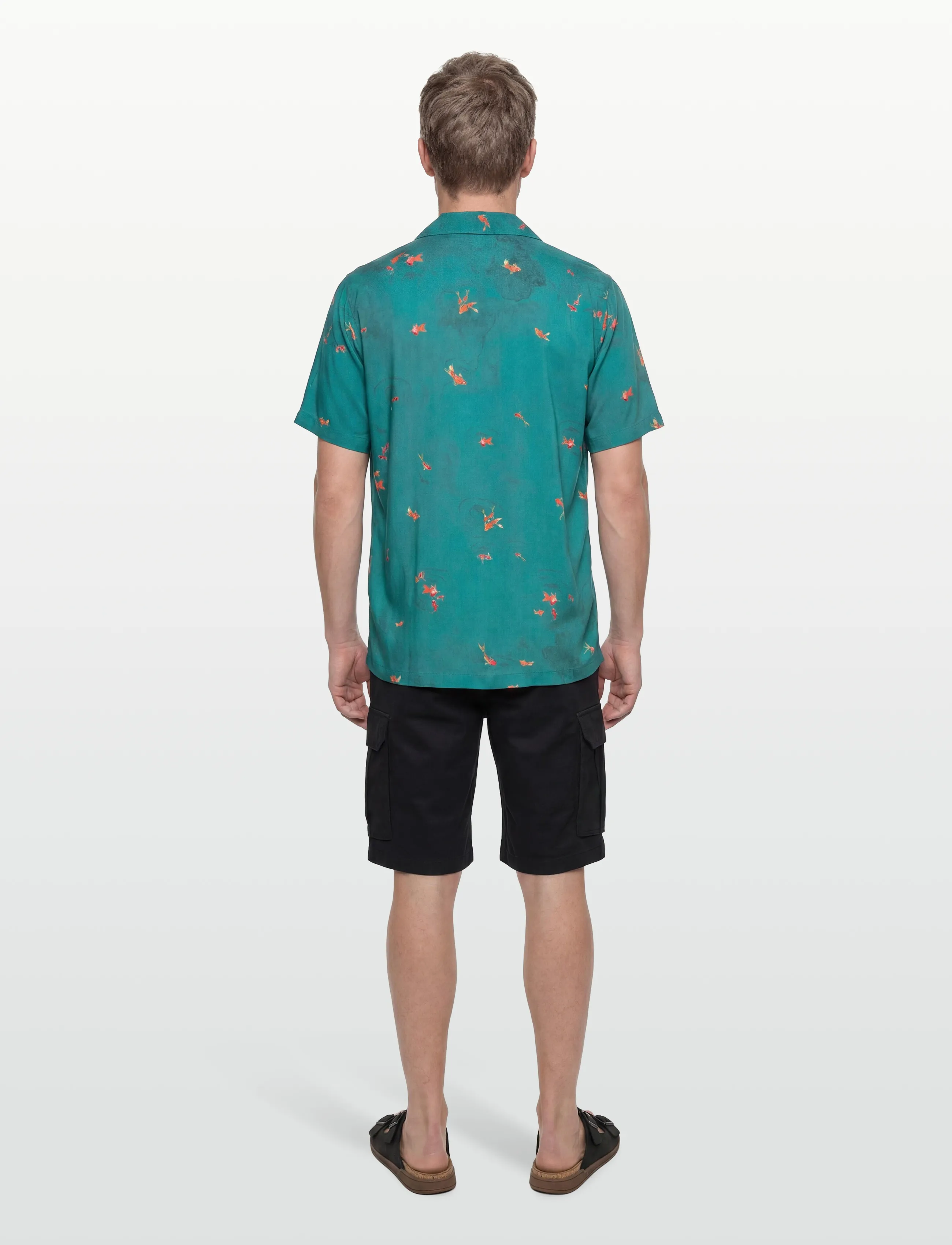 Lyle & Scott - Goldfish Resort Shirt - short-sleeved shirts - lagoon/ orange blaze - 4