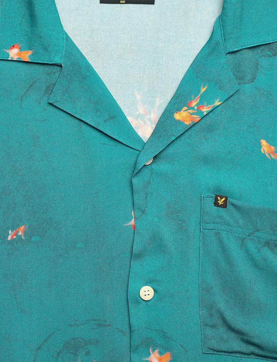 Lyle & Scott - Goldfish Resort Shirt - kortärmade skjortor - lagoon/ orange blaze - 5