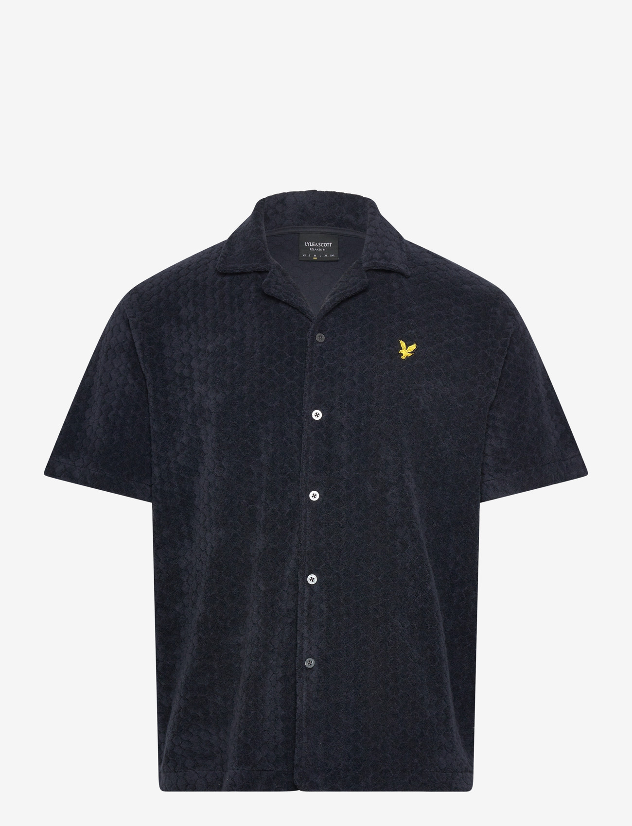 Lyle & Scott - Honeycomb Towelling Resort Shirt - short-sleeved shirts - dark navy - 0