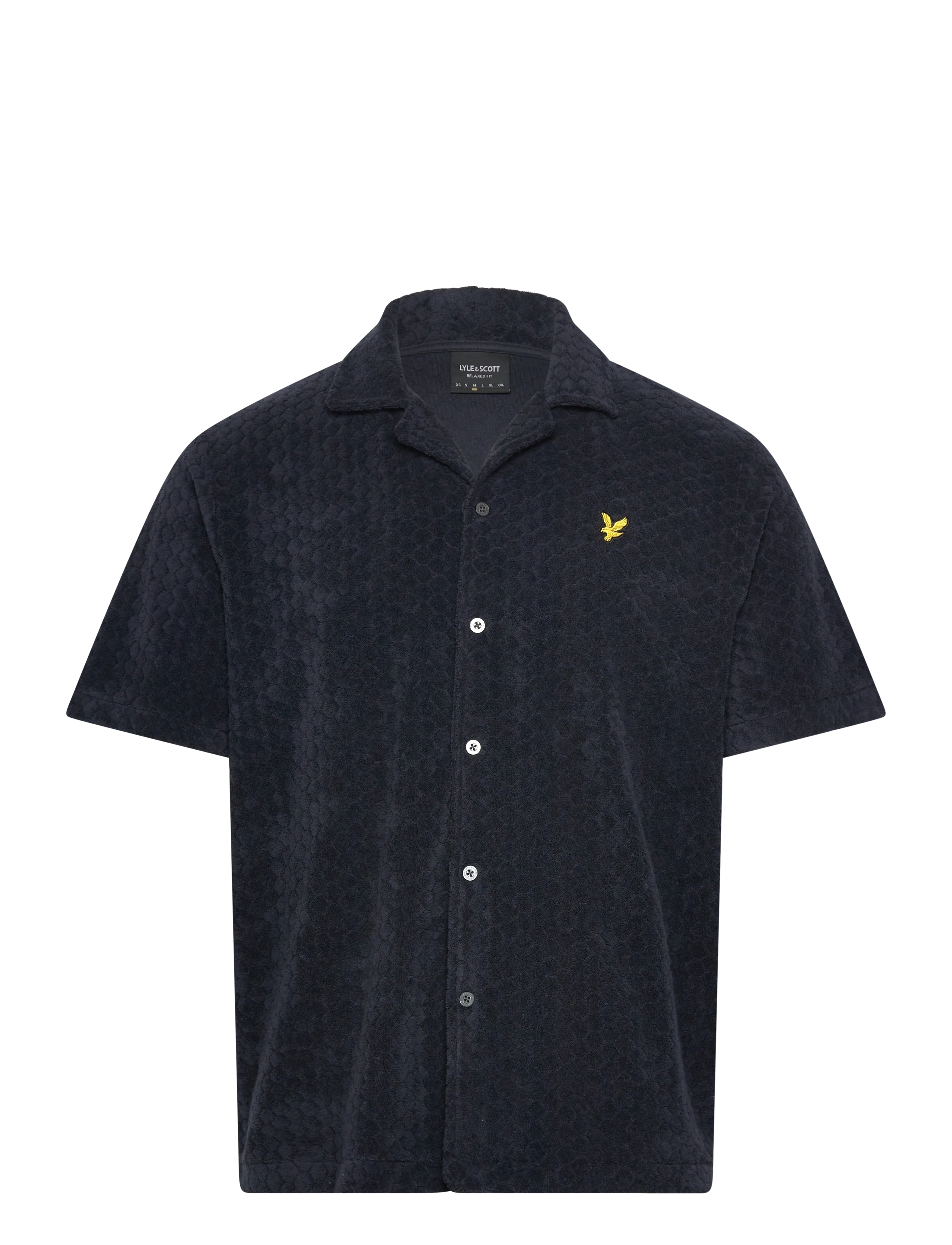 Lyle & Scott Honeycomb Towelling Resort Shirt - Tänavastiil - DARK NAVY / navy