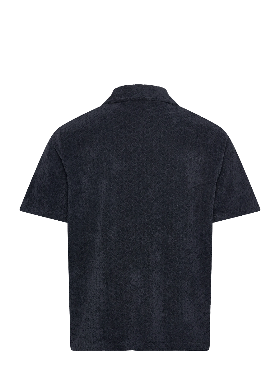 Lyle & Scott - Honeycomb Towelling Resort Shirt - kortärmade skjortor - dark navy - 2