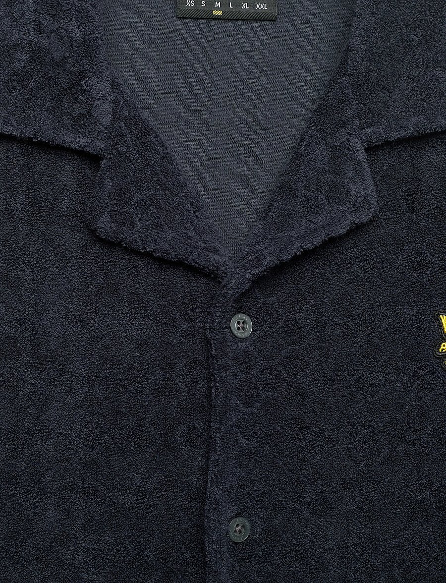 Lyle & Scott - Honeycomb Towelling Resort Shirt - kortärmade skjortor - dark navy - 5