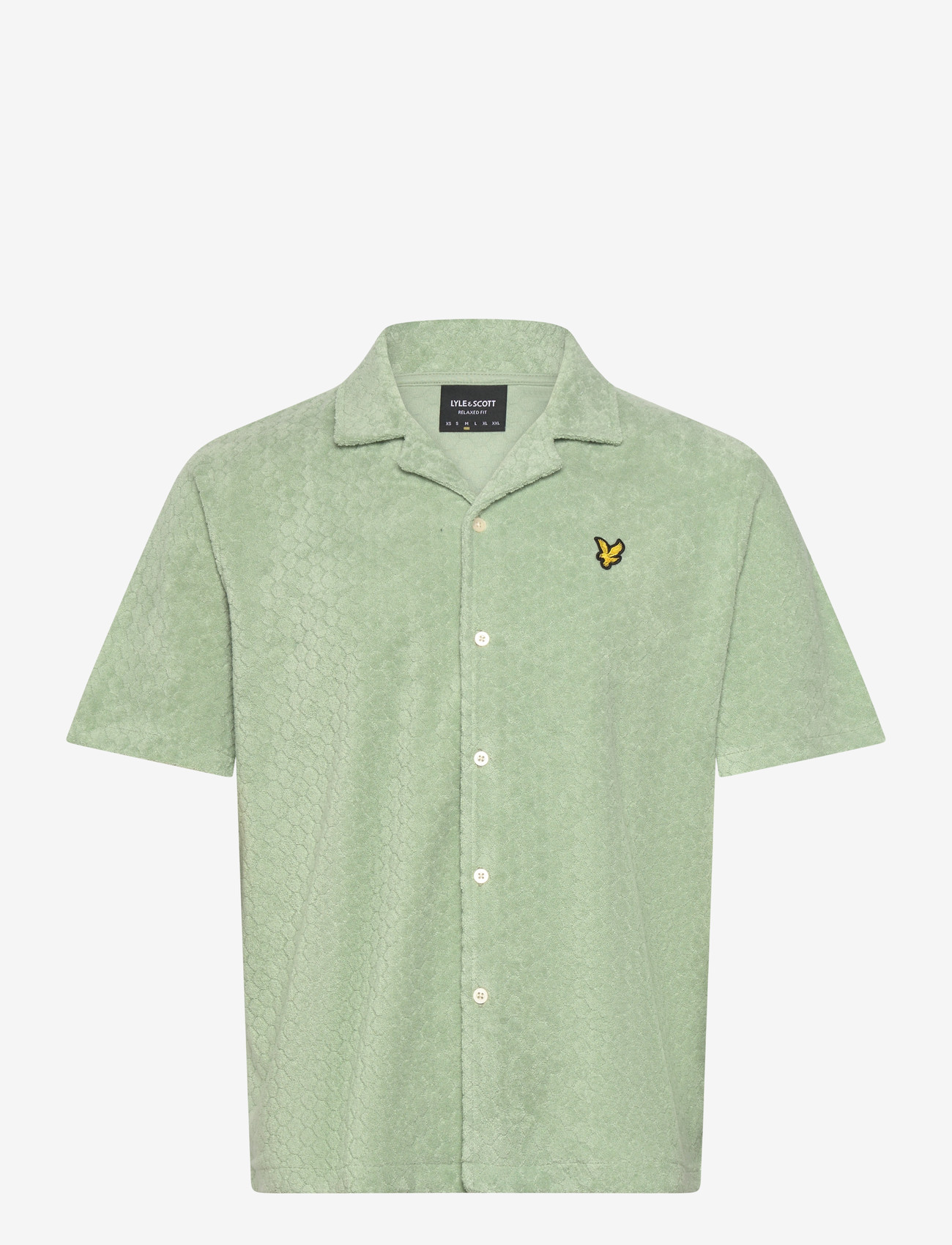 Lyle & Scott - Honeycomb Towelling Resort Shirt - kortærmede skjorter - misty sage - 1