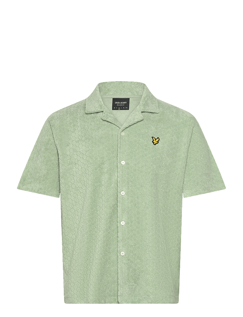 Lyle & Scott - Honeycomb Towelling Resort Shirt - kortærmede skjorter - misty sage - 1