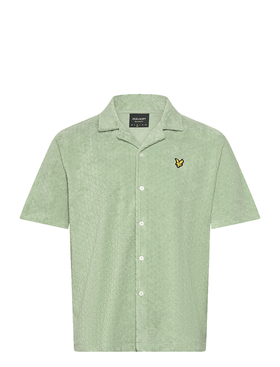 Lyle & Scott - Honeycomb Towelling Resort Shirt - kortærmede skjorter - misty sage - 1