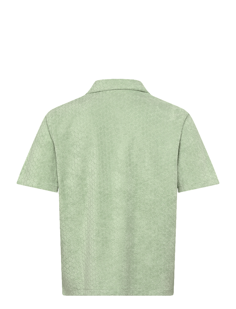 Lyle & Scott - Honeycomb Towelling Resort Shirt - kortærmede skjorter - misty sage - 2
