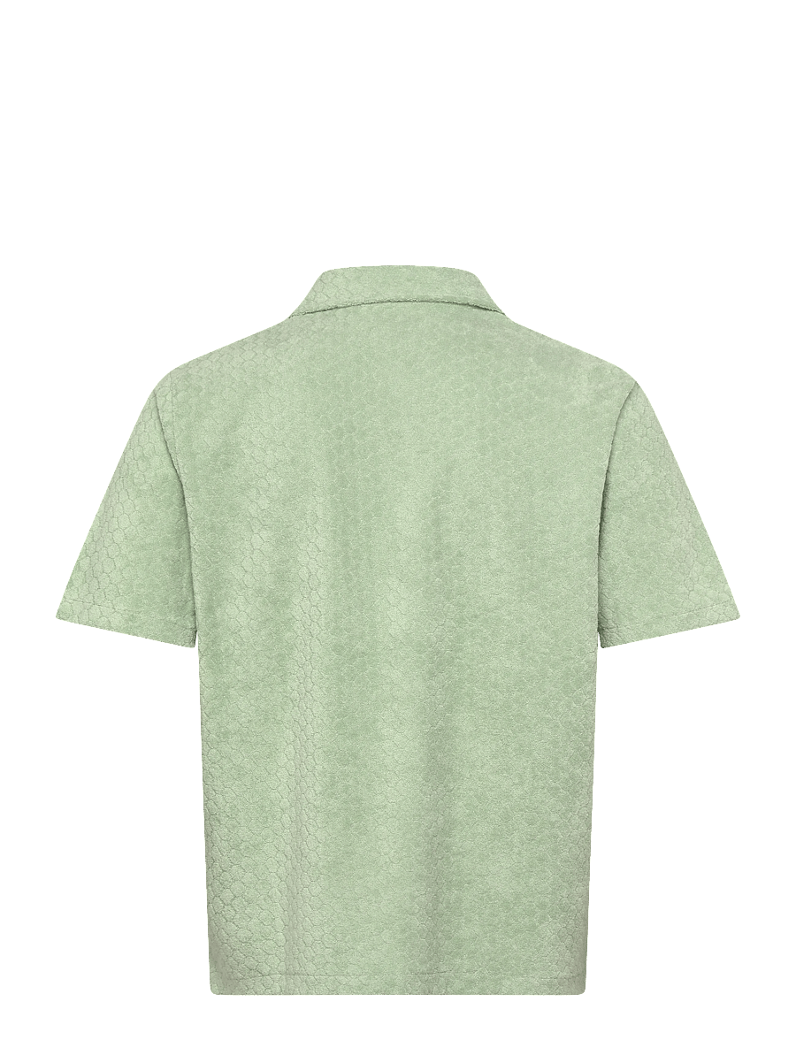 Lyle & Scott - Honeycomb Towelling Resort Shirt - kortærmede skjorter - misty sage - 2