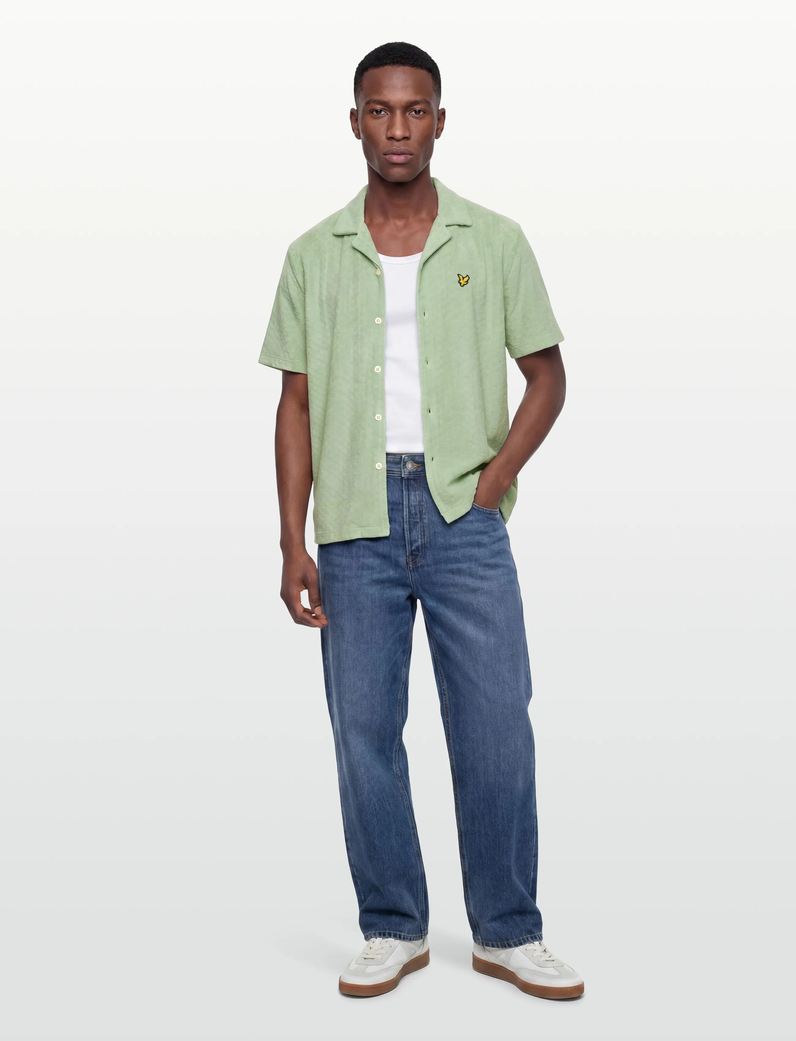 Lyle & Scott Honeycomb Towelling Resort Shirt - Skjortor - MISTY SAGE / green