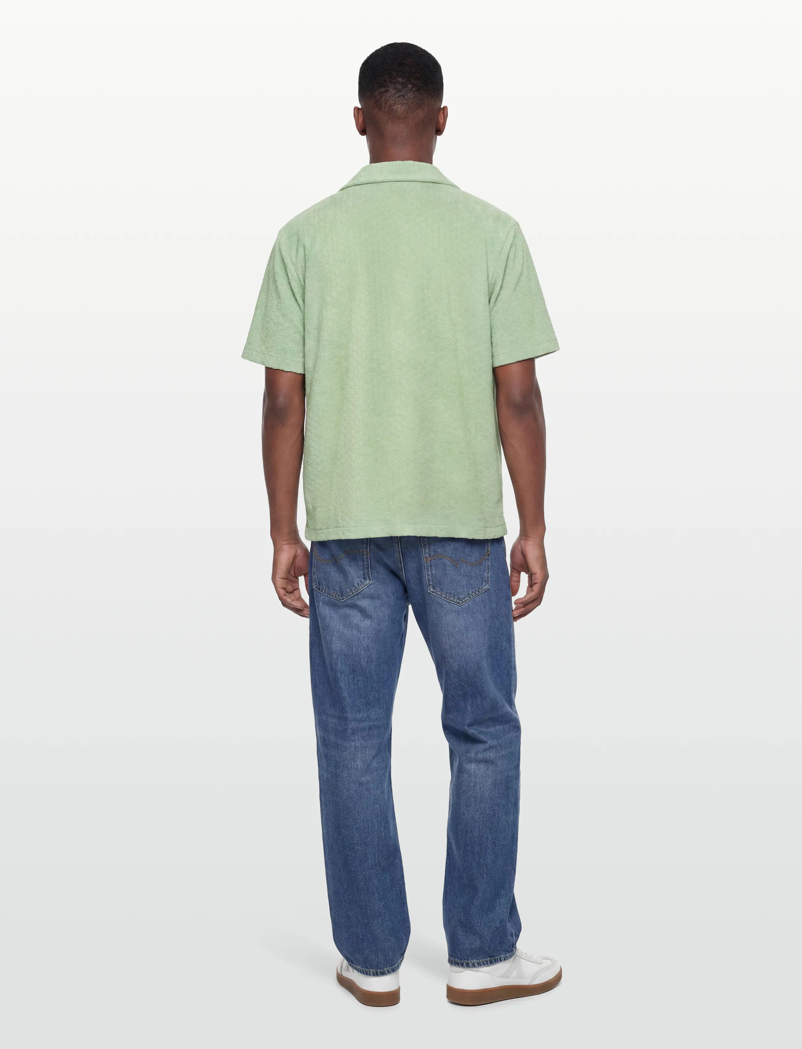 Lyle & Scott - Honeycomb Towelling Resort Shirt - kortærmede skjorter - misty sage - 4