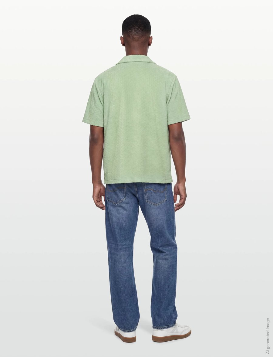 Lyle & Scott - Honeycomb Towelling Resort Shirt - kortærmede skjorter - misty sage - 4