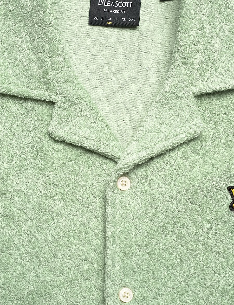 Lyle & Scott - Honeycomb Towelling Resort Shirt - kortærmede skjorter - misty sage - 5