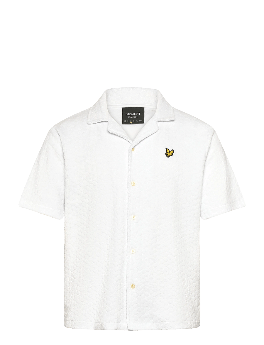 Lyle & Scott - Honeycomb Towelling Resort Shirt - lühikeste varrukatega särgid - white - 1