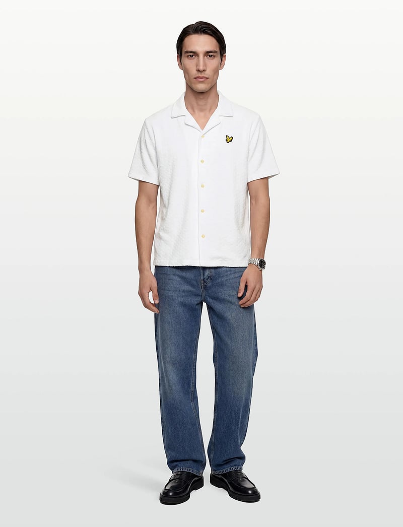 Lyle & Scott - Honeycomb Towelling Resort Shirt - marškiniai trumpomis rankovėmis - white - 0