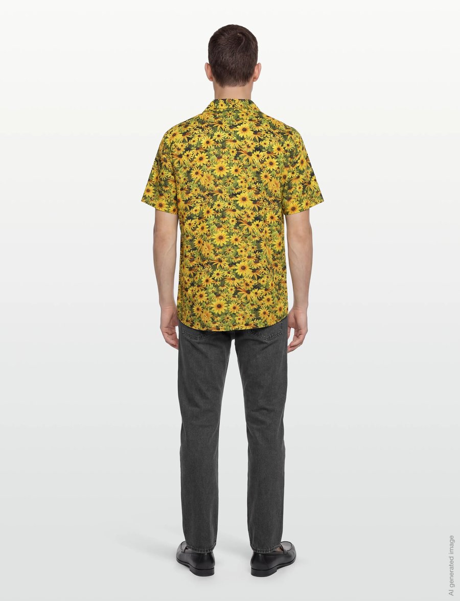 Lyle & Scott - Wild Garden Print Resort Shirt - mønstrede skjorter - super yellow - 4