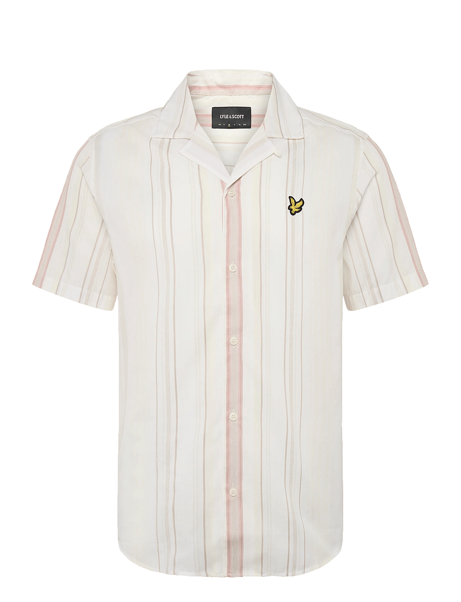 Lyle & Scott - Short Sleeve Zig Zag Stripe Shirt - gestreifte hemden - natural - 1