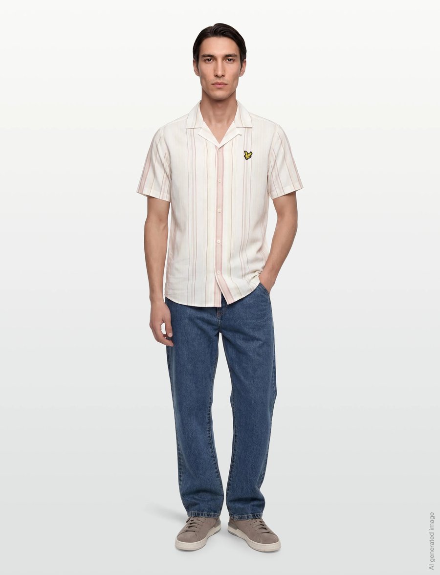 Lyle & Scott - Short Sleeve Zig Zag Stripe Shirt - natural - 0