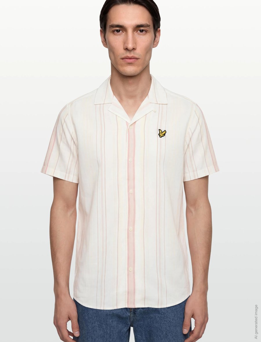 Lyle & Scott - Short Sleeve Zig Zag Stripe Shirt - natural - 3