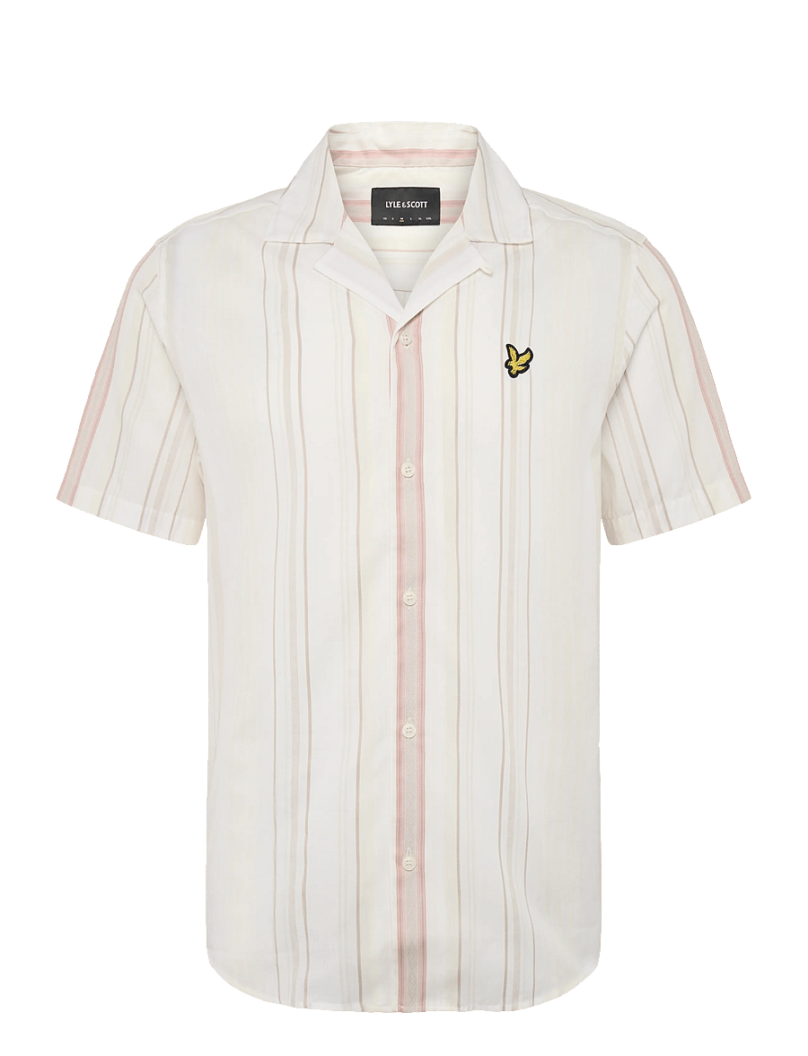 Lyle & Scott - Short Sleeve Zig Zag Stripe Shirt - gestreifte hemden - natural - 3