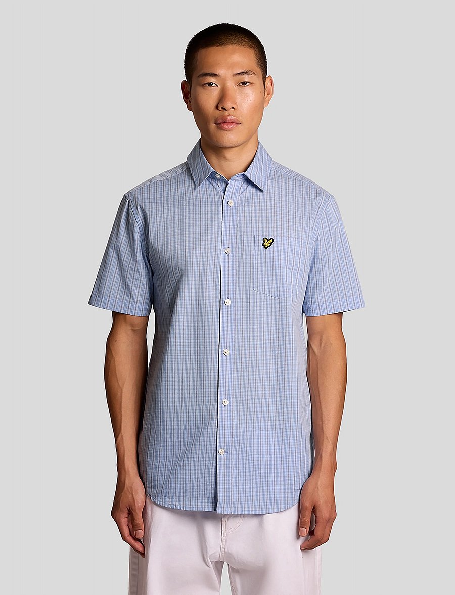 Lyle & Scott - Short Sleeve Grid Check Shirt - ruudulised särgid - chalk blue - 0