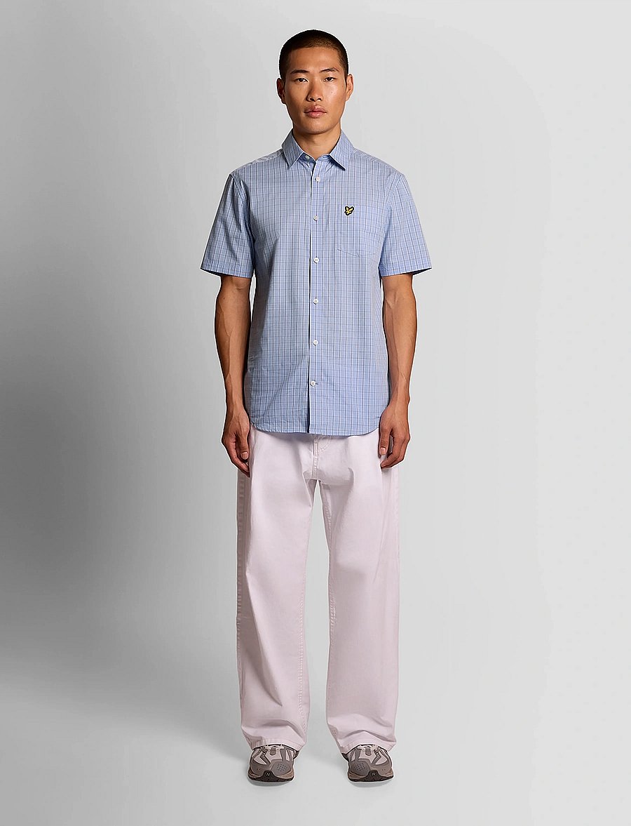 Lyle & Scott - Short Sleeve Grid Check Shirt - ruudulised särgid - chalk blue - 4